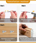 Step-by-step guide showing installation of Double Head Skirting Nails For Seamless Baseboard Install With Invisible Finish.