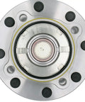 Front Wheel Bearing And Hub Assembly Built Rock Solid For The Daily Haul Smooth Slick Fit Compatible With 1999 2001 Ford F 250 And F 350 Super Duty 4wd Single Rear Oem Grade close-up view showing central bearing and mounting bolts.