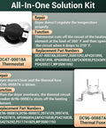 All-In-One Solution Kit with DC47-00018A thermostat and DC96-00887A thermal fuse for dryer heating repair.