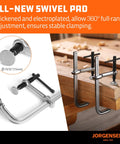 Jorgensen 6-inch heavy-duty bar clamps, drop-forged steel, 2-pack, shown securing a wooden board.