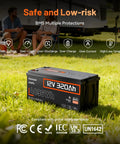 12V 320Ah LiFePO4 Battery With Bluetooth And 250A BMS, 4096Wh, IP65 Weatherproof, energy storage on grass near RV