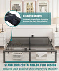 U-shaped groove design detail of Rock Solid Queen Bed Frame Built Tough For Real Life with stable support slats.