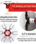 Innovative Drywall Repair Kit close-up with collapsible center helix and PVC webbing for holes 6.3 inch diameter, no tape needed.