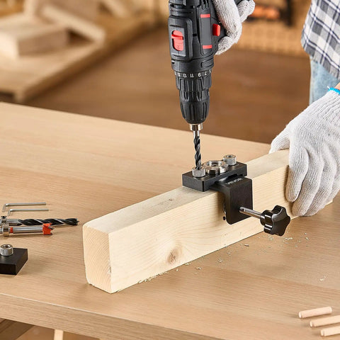 Pocket Hole Jig Kit For Woodworking Adjustable M4 Joinery System Pro Grade Aluminum Jig With Wood Guides Angle Tool Drill Bit Hex Key And Screws For DIY Carpentry Projects