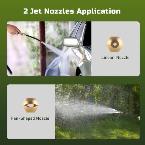 Go-To Two Pack High Pressure Hose Nozzle Set With Jet And Fan Spray Tips used for car wash and lawn care applications