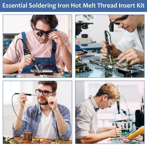 All In One Plastic Repair And Assembly Kit With Heat Set Inserts And 60W Digital Soldering Iron, M2 To M8 Brass Insert Tips in use
