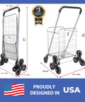 Stair Climber Grocery Cart With Six Wheels And 360 Degree Mobility For Easy Shopping And Carrying From Market To Kitchen - Folded and Open Views
