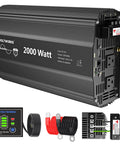 2000 Watt Pure Sine Wave Inverter 12V DC To 110V And 120V AC Power Converter with accessories