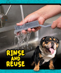Pro Rubber Pet Hair Removal Brush For Cars Trucks SUVs RVs And Home Multi Surface Detailing Tool being rinsed under water