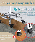 Lockable Rolling Stool With Quiet Rubber Wheels And Footrest, Adjustable Swivel Chair base on various floor types