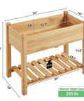 Raised Garden Bed Planter With Legs And Storage Shelf Wooden Elevated Plant Bed For Vegetables And Flowers 34x18x30 Inches