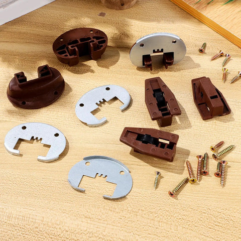10 Sets Drawer Slide Repair Kit with Rails, Track Guide, and Roller on a wooden surface with screws