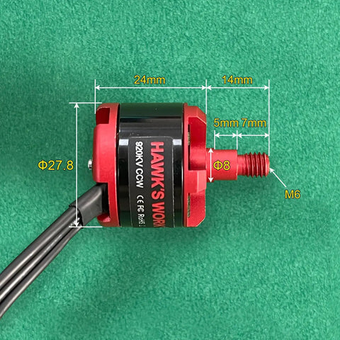 Buttery Smooth A2212 Brushless Motor Set 920KV showcasing detailed dimensions for niche drone use.