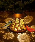 Outdoor Hanging Bird Feeder With Solar Lantern Light Metal Wild Bird Feeder for Gardens And Yard Vibes with birds feeding
