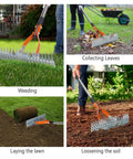 Heavy Duty Dethatcher Rake For Lawns With 5 Ft Handle And 70 Inch Adjustable Shaft 19 Tine Thatch Rake For Lawn Loosening Soil And Removal Of Dead Grass For Yard Work Carbon Steel With Rust Resistant Coating used for yard tasks like weeding, collecting leaves, laying lawn, loosening soil