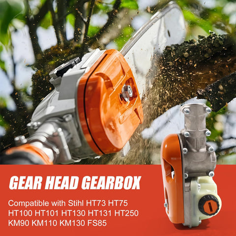 Gear Head Pole Saw Gearbox Replacement For HT73 HT75 HT100 HT101 HT130 HT131 HT250 KM90 KM110 KM130 FS85 Pruner Pole Cutter 3 8 Inch 6 Tooth Sprocket Replaces 4182 200 0070 4138 205 0008