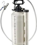 Pro Grade ATF Filling System With 9 Liter Tank Pressure Dispensing For Fast Clean Transmission Fluid Refill Across Most Makes And Models Heavy Duty Automotive Tool showing full assembled kit with 5-ft hose and manual pump.