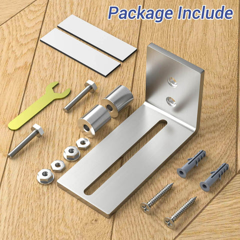 Bottom Floor Guide For Barn Doors Adjustable Stainless Steel Roller Wall Mounted Sliding Door Guide For Door Thickness Up To Two And One Eighth Inches Easy Installation Smooth Quiet Operation Flush Bottom Design No Groove Install shown with installation hardware
