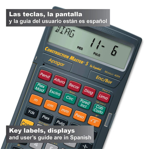 Spanish Display Construction Master 5 Foot Inch Fraction Calculator For Carpenters Go To Dimensional Math Tool close-up