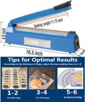 12 Inch Tabletop Impulse Heat Sealer For Plastic Bags Manual Bag Sealer With No Warmup Time And Adjustable Temperature