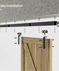 96 Inch Ceiling Mount Box Rail Barn Door Hardware Kit For Heavy Duty Sliding Track Aluminum Alloy shown installed