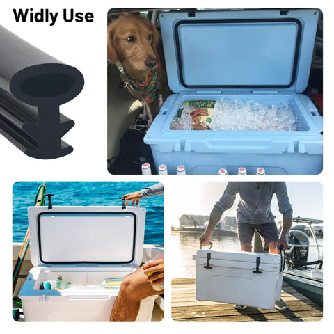 Durable Cooler Lid Gasket Replacement For Yeti 20Qt And 45Qt Also Fits RTIC 20Qt And 45Qt Black Seal, close-up cut-to-fit gasket