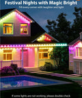 Smart RGB IC Outdoor Lights For House And Garden App And Remote Control Scene Modes IP67 Waterproof 200ft bright house display