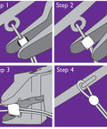 Illustrated steps using Epic All In One Crimping Kit With Pliers, 500 2x2 mm Crimp Tubes In Silver Gold Copper, 21 Strand Wire