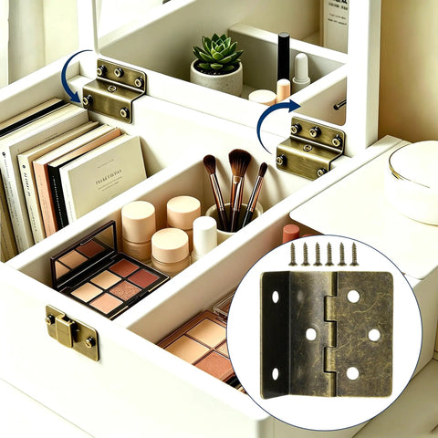 Four Pack Half Surface Hinges 270 Degree Tri Fold Retro Iron Cabinet Hinges Bronze Finish For Chest Jewelry Box
