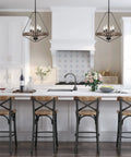 Farmhouse Rustic Black Chandelier With 4 Lights For Dining Room Living Room Bedroom Kitchen Island And Foyer Modern Octagonal Design With Faux Wood Finish Durable Metal Frame And Versatile Lighting That Makes Any Space Pop above kitchen island