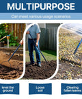Rugged 14 Tine Metal Garden Rake With 57 Inch Fiberglass Handle Anti Rust Coating used for leveling soil and clearing leaves