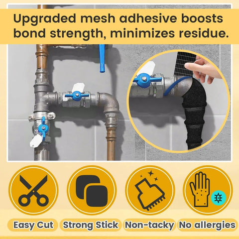 Pipe Insulation Wrap Self Adhesive Foam Tape 2 Inch By 13 Foot applied to pipes with adhesive bond, peel and stick.