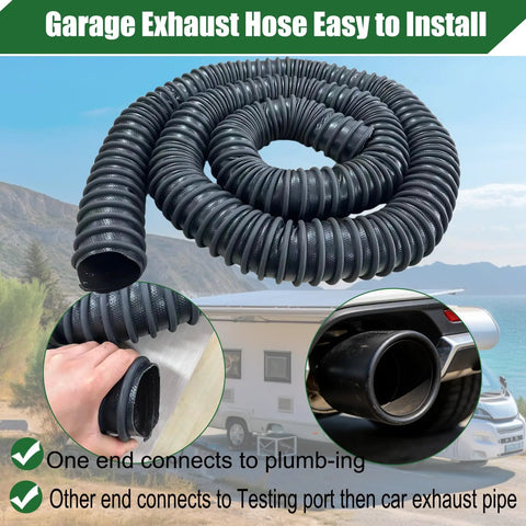 3-Inch Inner Diameter 11-Foot Heavy Duty Car Exhaust Hose With Two Clamps For Garage Or Auto Shop EPDM Rubber 600F Heat Resistant