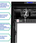 Heavy Duty 42U Server Rack Cabinet On Wheels With Locking Door, Thermostatic Fans, Lcd Monitor Mount, Pdu Power Strip, Adjustable Shelf And Secure Rail Kit For Any Bad Ass Tech Setup showing LCD and ventilation fans.
