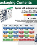 Electrolytic Capacitor Assortment Kit With 24 Values From 0.1uF To 1000uF For PCB Repair Power Supply And Electronics Maintenance