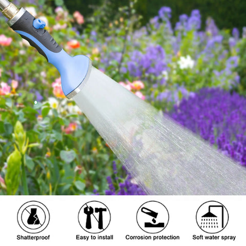 Heavy Duty Fan Spray Nozzle For Garden Hose With Flow Control And Ergonomic Insulated Grip Rustproof Metal Watering Wand Head