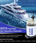 Fuel Water Separator Marine Kit For Outboard Motors With Three Eighth Barb And One Quarter NPT Brass Fittings in front of yacht
