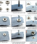 Step-by-step guide using the 14-Piece Rivet Setter Kit For Leather Work Pro-Grade Stainless Steel Snap Rivet Tools on fabric