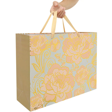 16.5 Inch Extra Large Rose Gold Gift Bag Set With Handles Greeting Card Tissue Paper And Stickers for Women and Girls