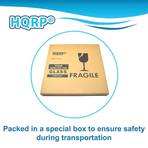 Fresh Upgrade Glass Turntable Tray For Small Microwaves 9.6 Inch Round Plate in protective packaging marked 'Fragile'.