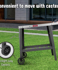Rolling Pizza Oven Stand With Beveled Stainless Steel Top 31 By 19 Inches Foldable Extension Table Outdoor Bar Cart Gray