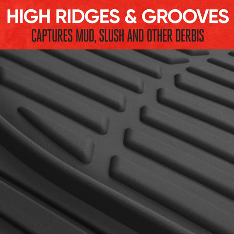 Close-up of Premium Quality Heavy Duty Hella Durable All Weather Floor Mats Deep Dish waterproof grooves for dirt and debris.