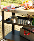 Rolling Dining Table With Trash Bag Holder For Outdoor Patio And BBQ Stainless Steel 34 Inch By 20 Inch Cart Food Prep Station