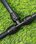 Rock Solid 10 Pack Half Inch Drip Irrigation Tee Fittings With Barbed Lock Nut T Connectors for no sweat garden tubing hookup on grass.