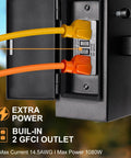 Dusk To Dawn Outdoor Light With GFCI Outlet And Two Outlets IP65 Waterproof Rust Resistant Porch Light close-up of outlets.