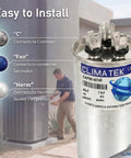 Upgraded Round HVAC Capacitor Replacement For Carrier Bryant Payne Systems Easy Install Durable High Performance Capacitor For Residential Furnaces And Air Conditioning Units Fits Most Standard HVAC Setups silver round capacitor with three terminals