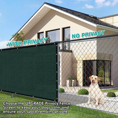 Heavy Duty HDPE Privacy Fence Screen With Custom Sizes For Outdoor Shade Coverage On Patios, Gardens, Yards And Balconies In Dark Green Durable Weather Resistant UV Blocking Material