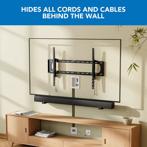 In Wall TV Cable Concealer Kit With Recessed Power Triple Outlet 9 Ft Cord And Hand Saw For Easy Safe Cable Management wall-mounted TV setup