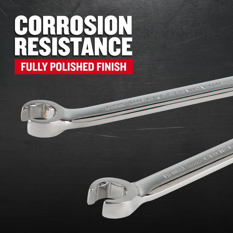 5 Piece Flare Nut Wrench Set Metric MM With Polished Finish For Rust Resistance on dark background
