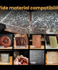 Pro Grade 200W CNC Router and Desktop Milling Machine carving various materials like ebony, MDF, acrylic, and aluminum.